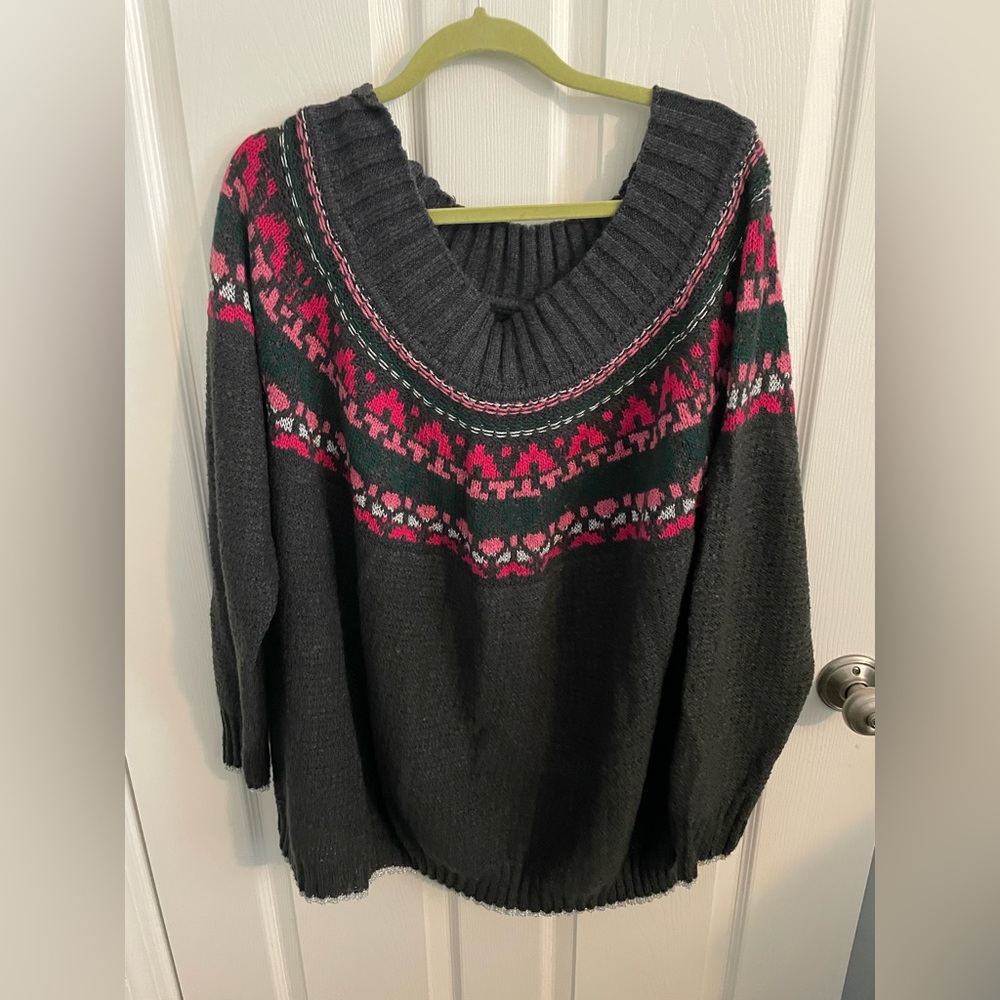 Maurices Plus Size 3X Boat Neck Fair Isle Sweater